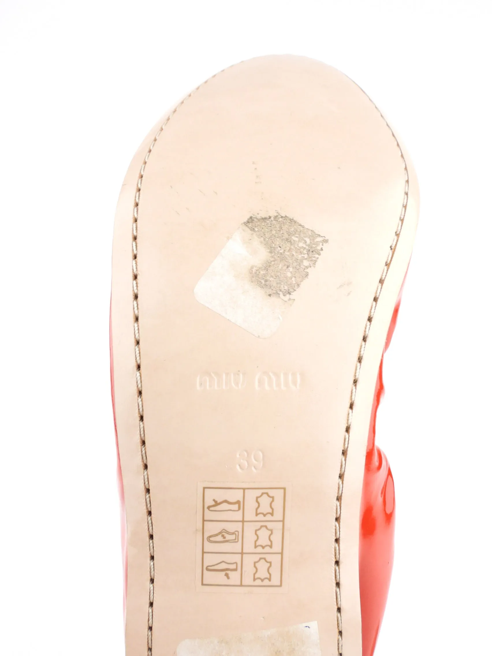 Miu Miu Red Patent Bow Ballerina Flats - Size 39