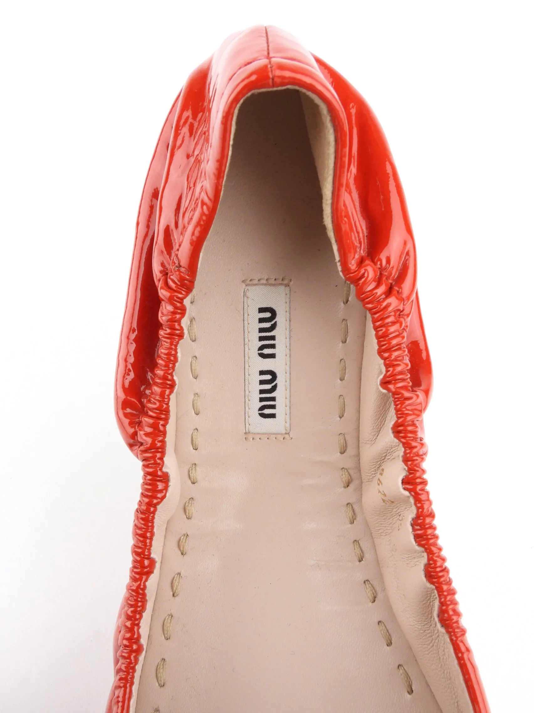 Miu Miu Red Patent Bow Ballerina Flats - Size 39