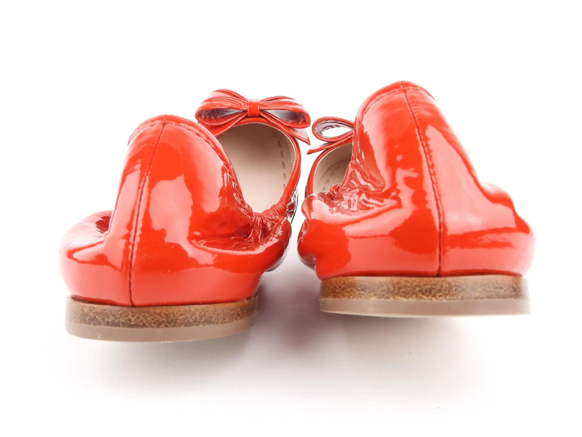 Miu Miu Red Patent Bow Ballerina Flats - Size 39