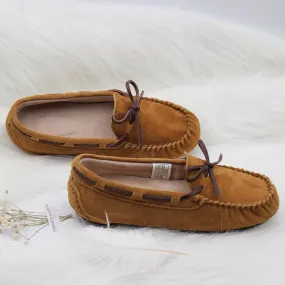 MIYAGINA Flat Leather Loafers Moccasins for Women - Casual Driving Shoes