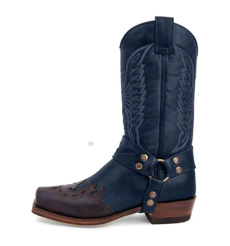 Mujer Vintage Pu Cuero Bordado Western Cowboy Boots