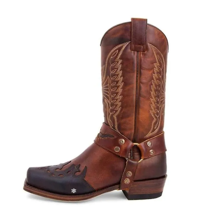 Mujer Vintage Pu Cuero Bordado Western Cowboy Boots