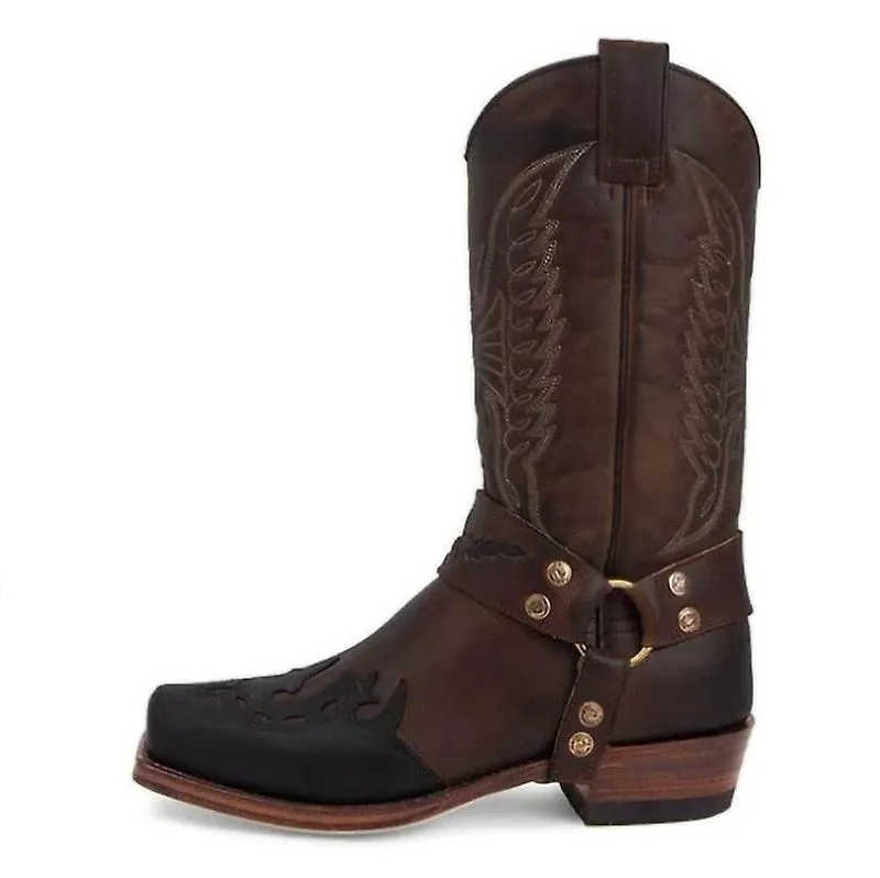 Mujer Vintage Pu Cuero Bordado Western Cowboy Boots