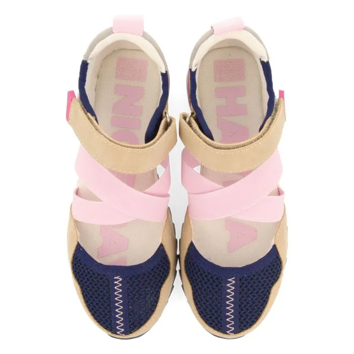 NAVY BLUE OPEN SNEAKERS WITH MULTICOLOR DETAILS FOR GIRL AND BOY ENSLEY