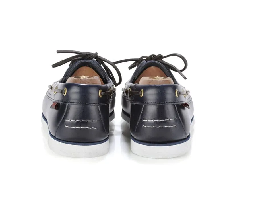 Navy Leather Boat Shoes - TRAWLER