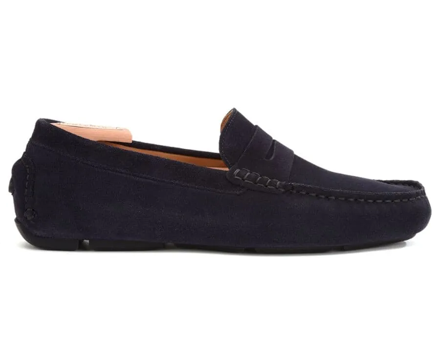 Navy Suede Men's Driving Moccasins - SEACREST II