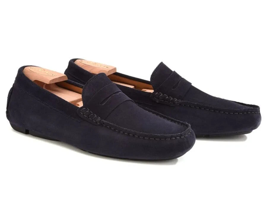 Navy Suede Men's Driving Moccasins - SEACREST II