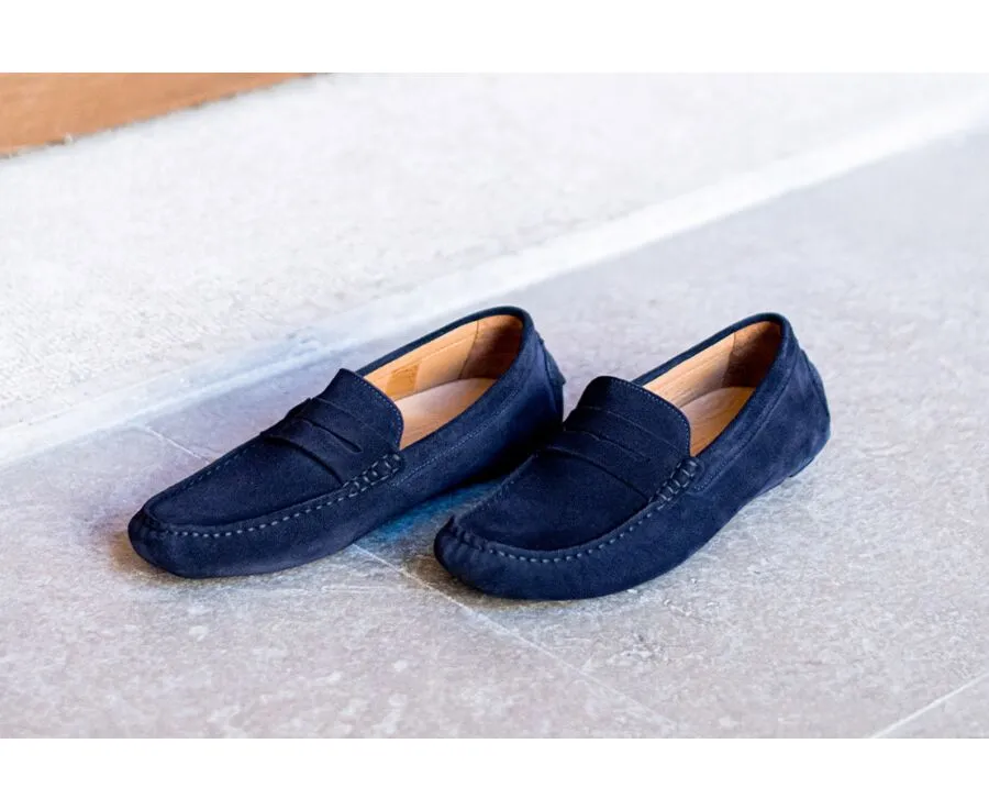 Navy Suede Men's Driving Moccasins - SEACREST II