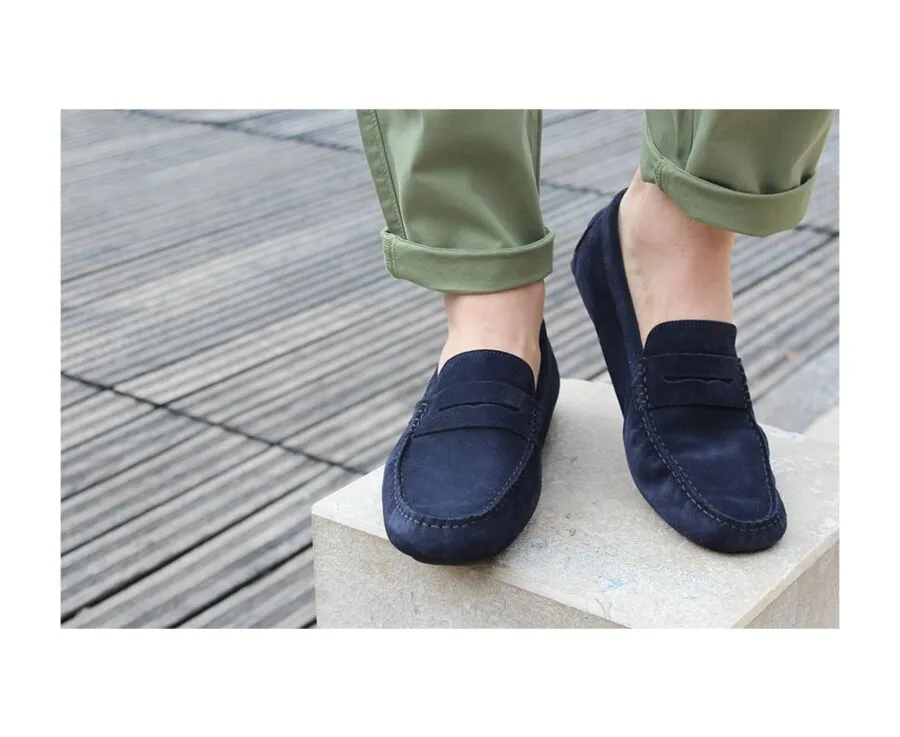 Navy Suede Men's Driving Moccasins - SEACREST II