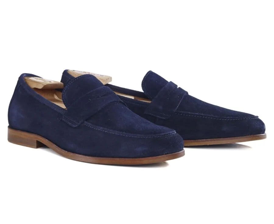 Navy Suede Men's penny loafers - DERVIO