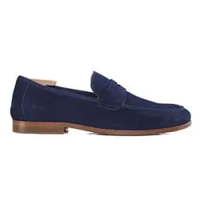 Navy Suede Men's penny loafers - DERVIO