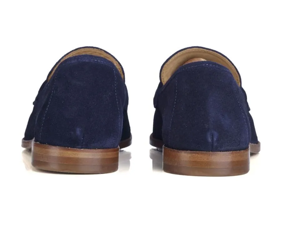 Navy Suede Men's penny loafers - DERVIO