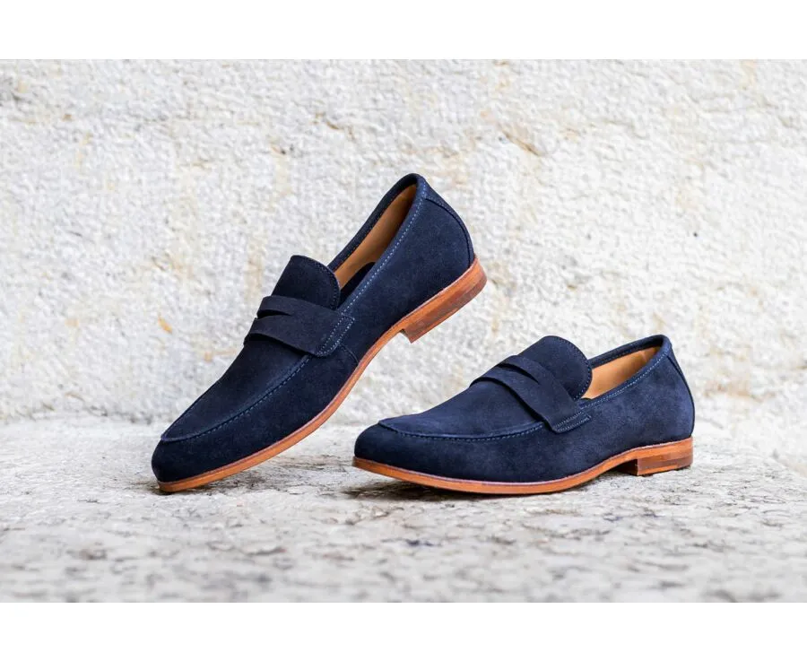 Navy Suede Men's penny loafers - DERVIO