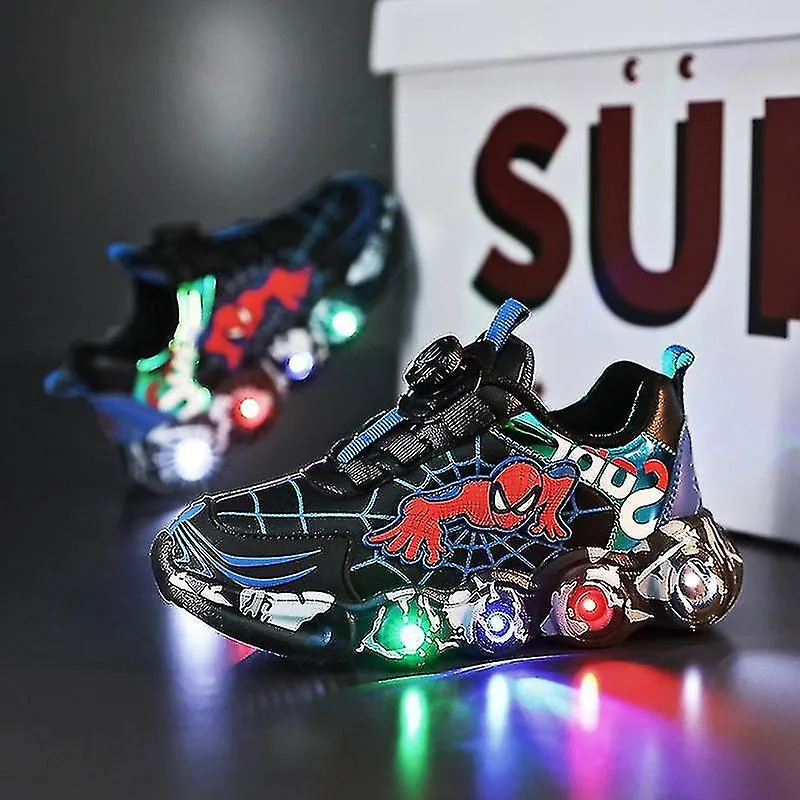 Niños Spiderman Led Light-up Shoes Baby Boys Girls Breathable Fashion Flashing Sports Shoes Sports Running Shoes Toddler Toddler