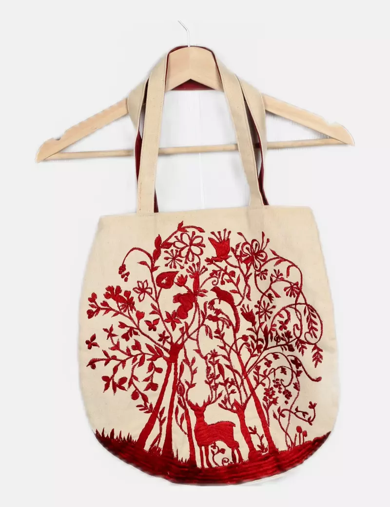 NoName Tote bag beige bordada