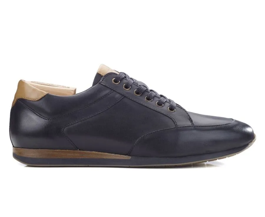 Patina Black Men's Leather Trainers - BELBARA