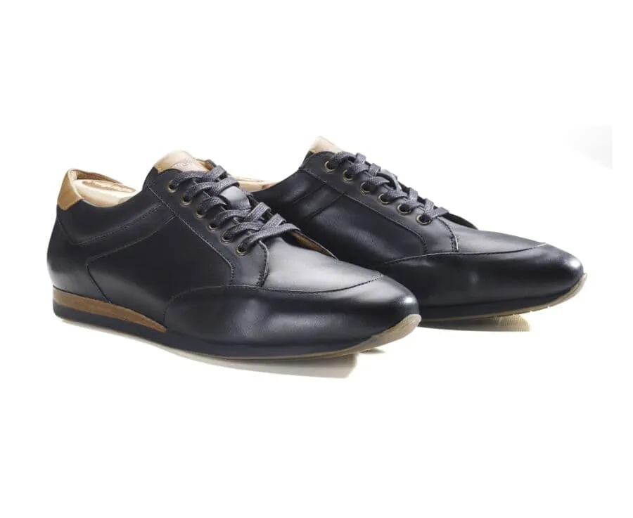 Patina Black Men's Leather Trainers - BELBARA