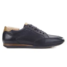 Patina Black Men's Leather Trainers - BELBARA