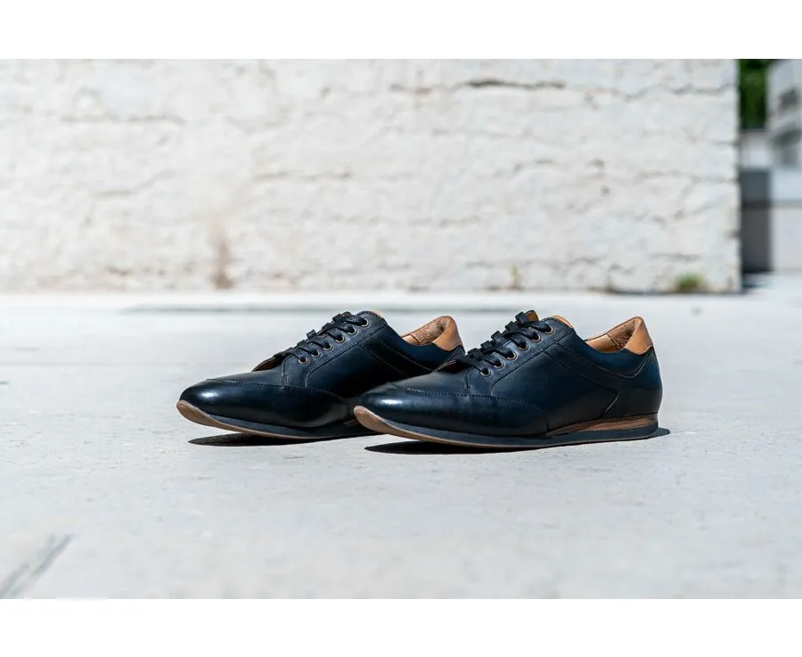 Patina Black Men's Leather Trainers - BELBARA