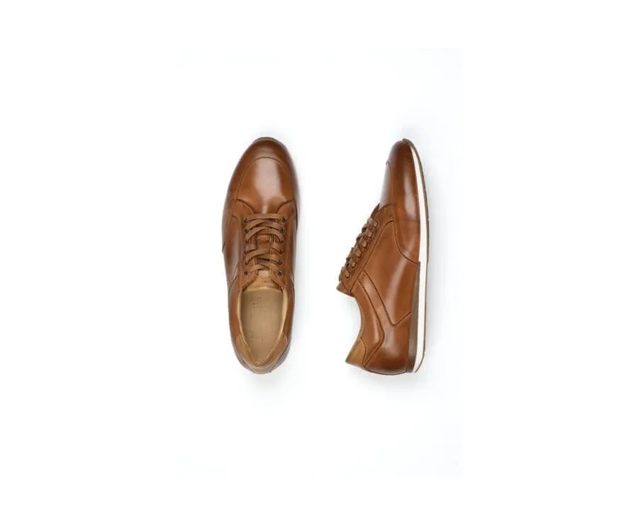 Patina Chestnut Men's leather Trainers - BELBARA