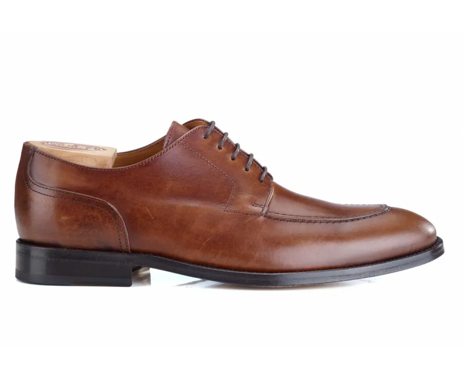 Patina Cognac Derby Shoes - Leather outsole - STOCKWOOD