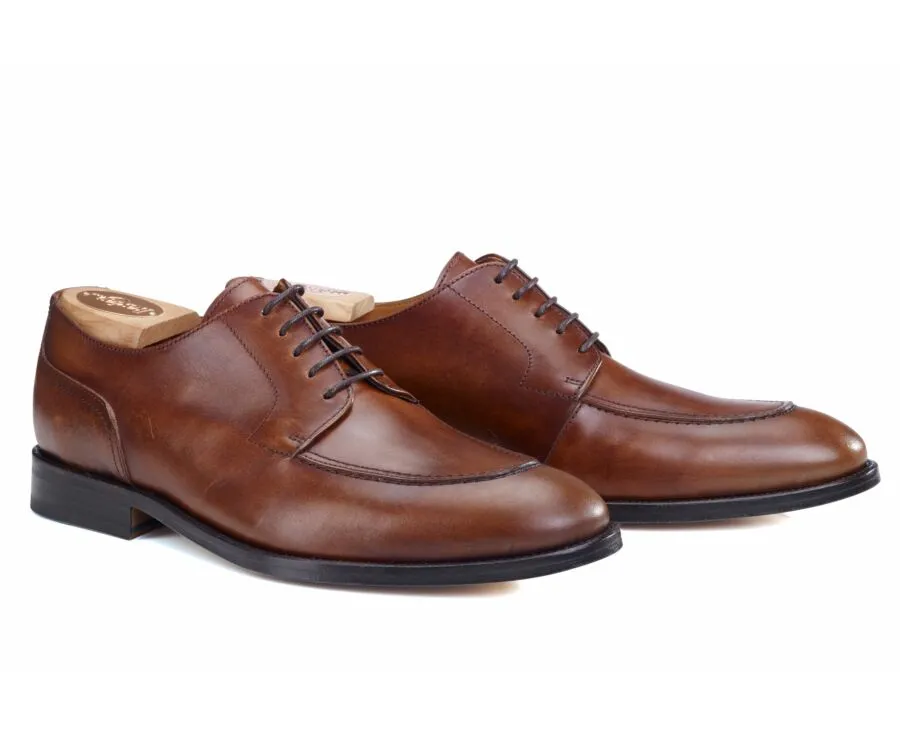 Patina Cognac Derby Shoes - Leather outsole - STOCKWOOD