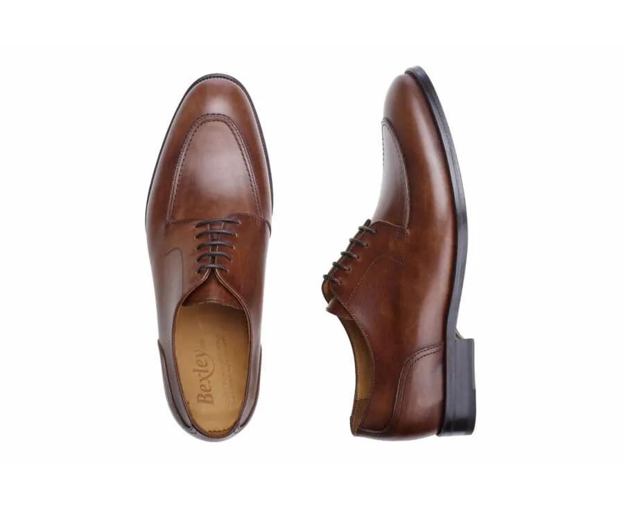 Patina Cognac Derby Shoes - Leather outsole - STOCKWOOD