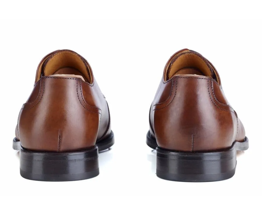 Patina Cognac Derby Shoes - Leather outsole - STOCKWOOD