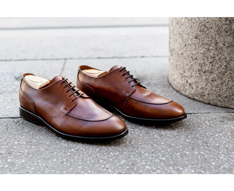 Patina Cognac Derby Shoes - Leather outsole - STOCKWOOD