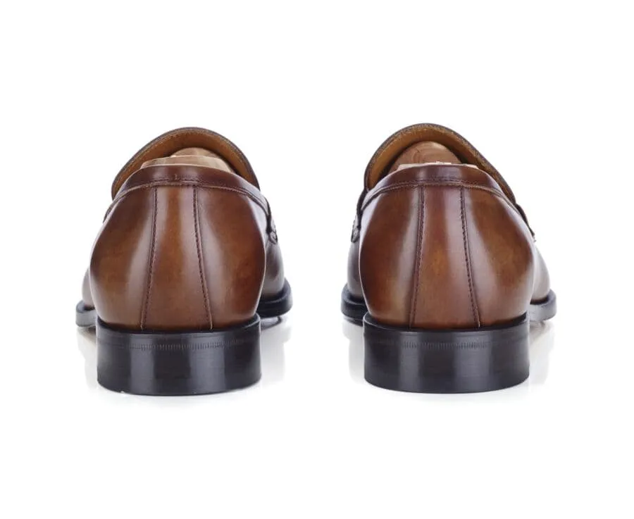 Patina Cognac leather men's loafers - DIXTON