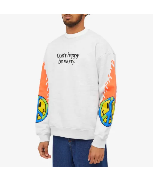 Poleron Crewneck Market Smiley Earth on Fire Gris