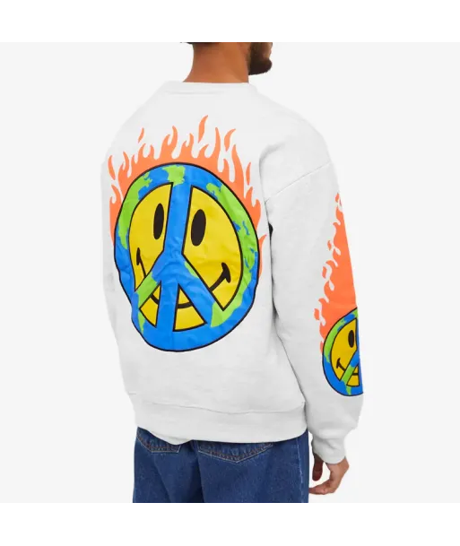 Poleron Crewneck Market Smiley Earth on Fire Gris