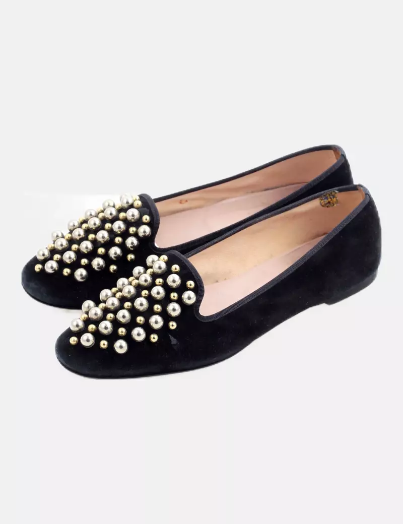 Pretty loafers Bailarina negra perlas