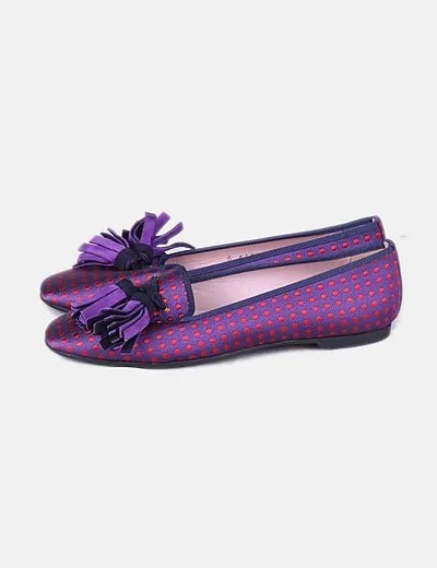 Pretty loafers Sleepers morado topos rojos