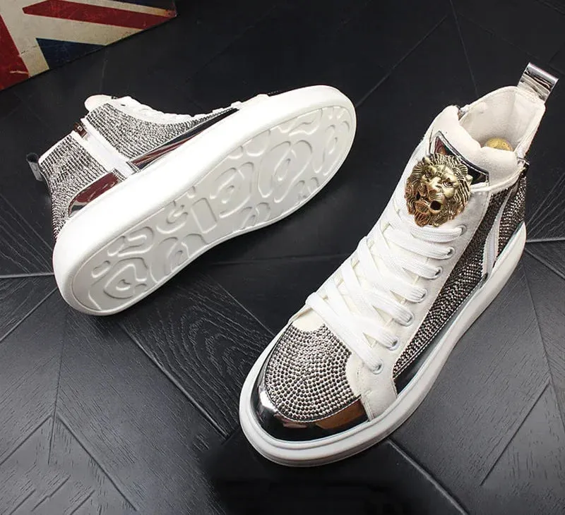 Rhinestone Hip-hop Shoes | Luxury Casual Height Increasing Trainers