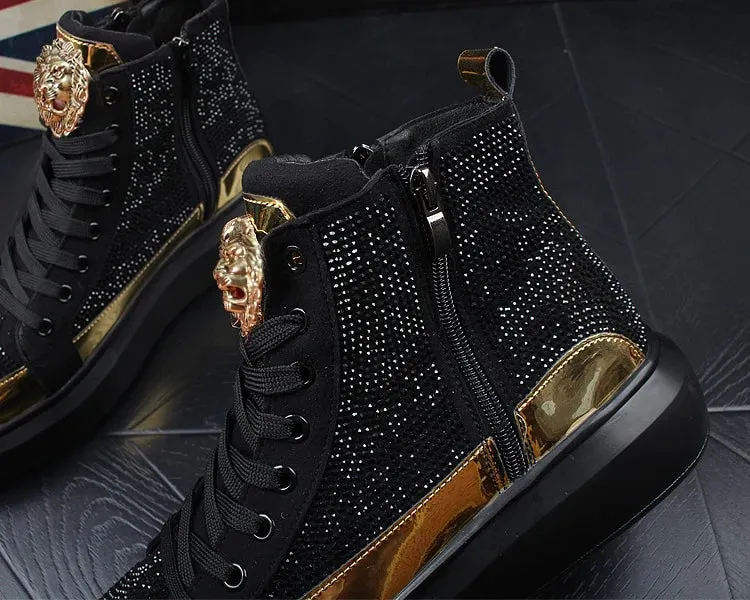 Rhinestone Hip-hop Shoes | Luxury Casual Height Increasing Trainers