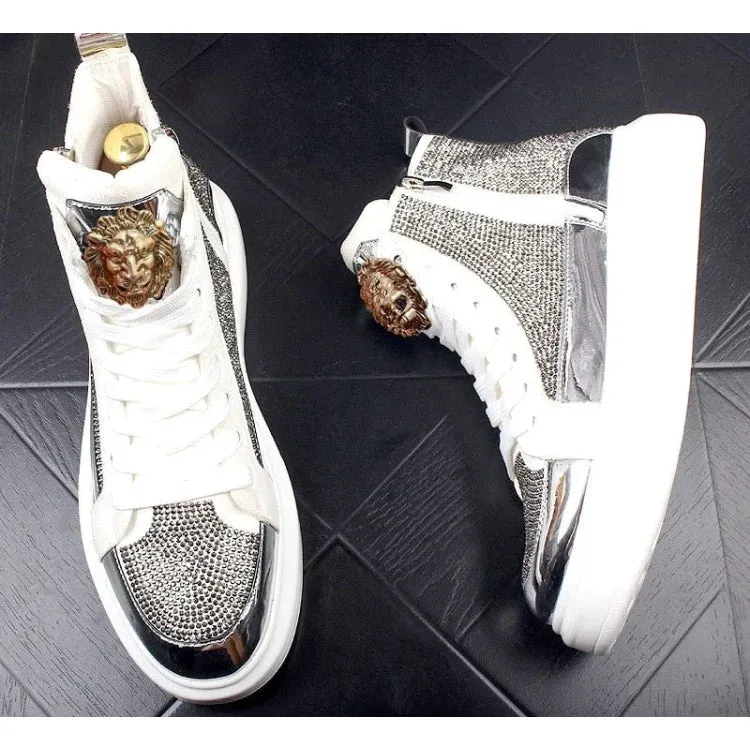 Rhinestone Hip-hop Shoes | Luxury Casual Height Increasing Trainers