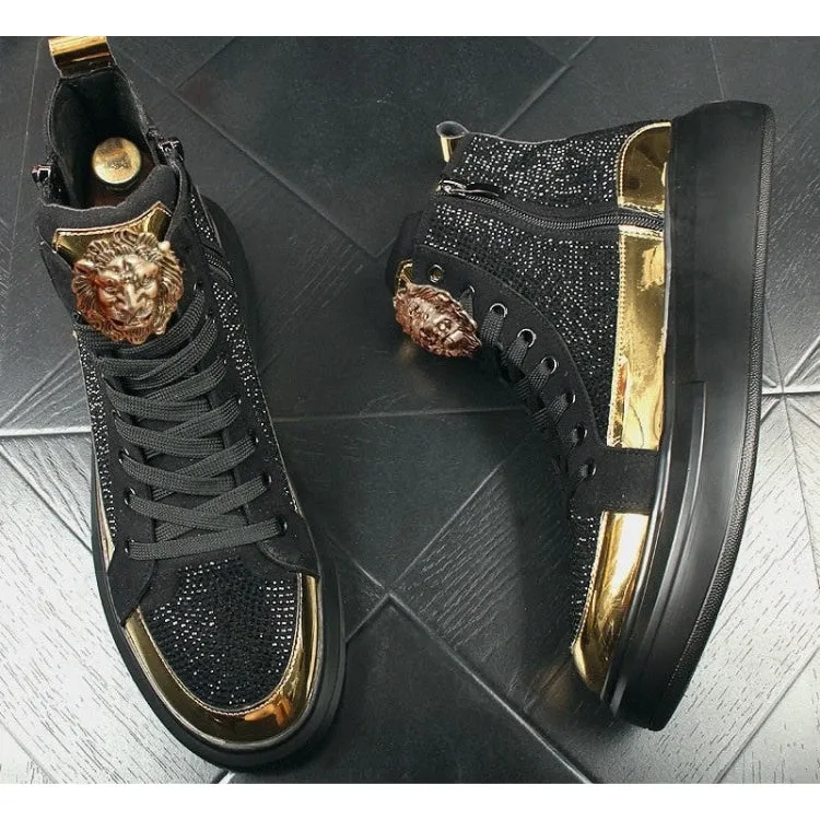 Rhinestone Hip-hop Shoes | Luxury Casual Height Increasing Trainers