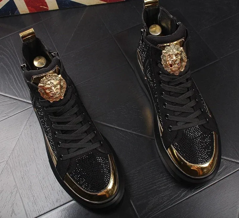 Rhinestone Hip-hop Shoes | Luxury Casual Height Increasing Trainers