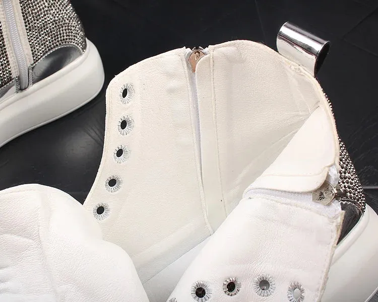 Rhinestone Hip-hop Shoes | Luxury Casual Height Increasing Trainers