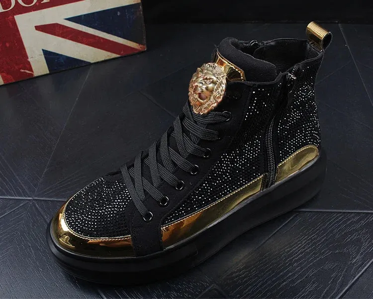 Rhinestone Hip-hop Shoes | Luxury Casual Height Increasing Trainers