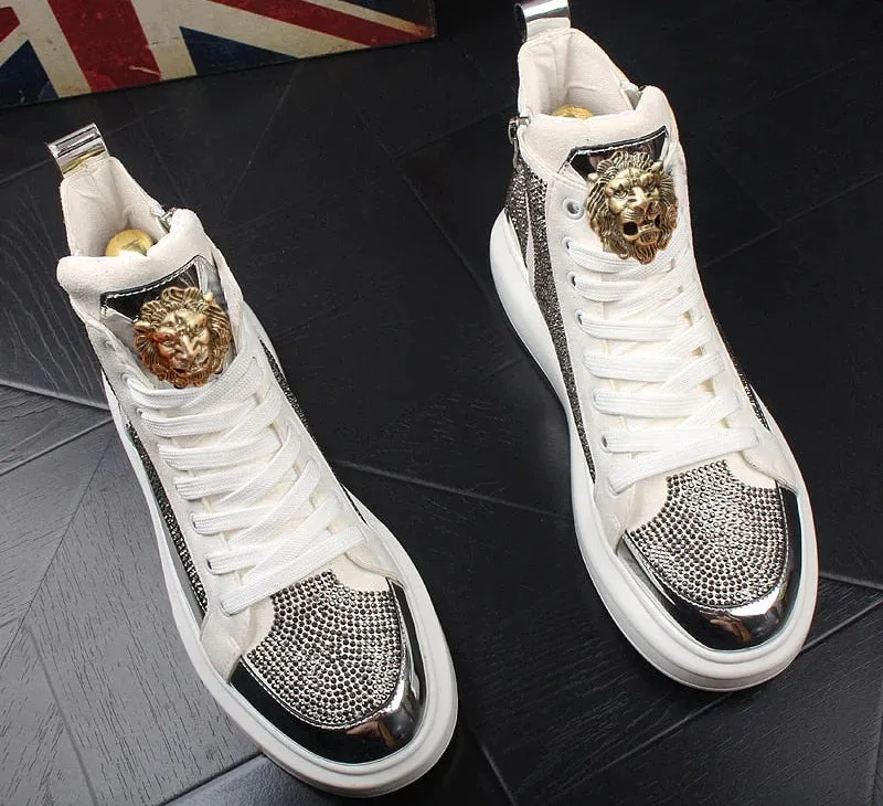 Rhinestone Hip-hop Shoes | Luxury Casual Height Increasing Trainers