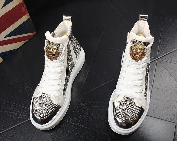 Rhinestone Hip-hop Shoes | Luxury Casual Height Increasing Trainers