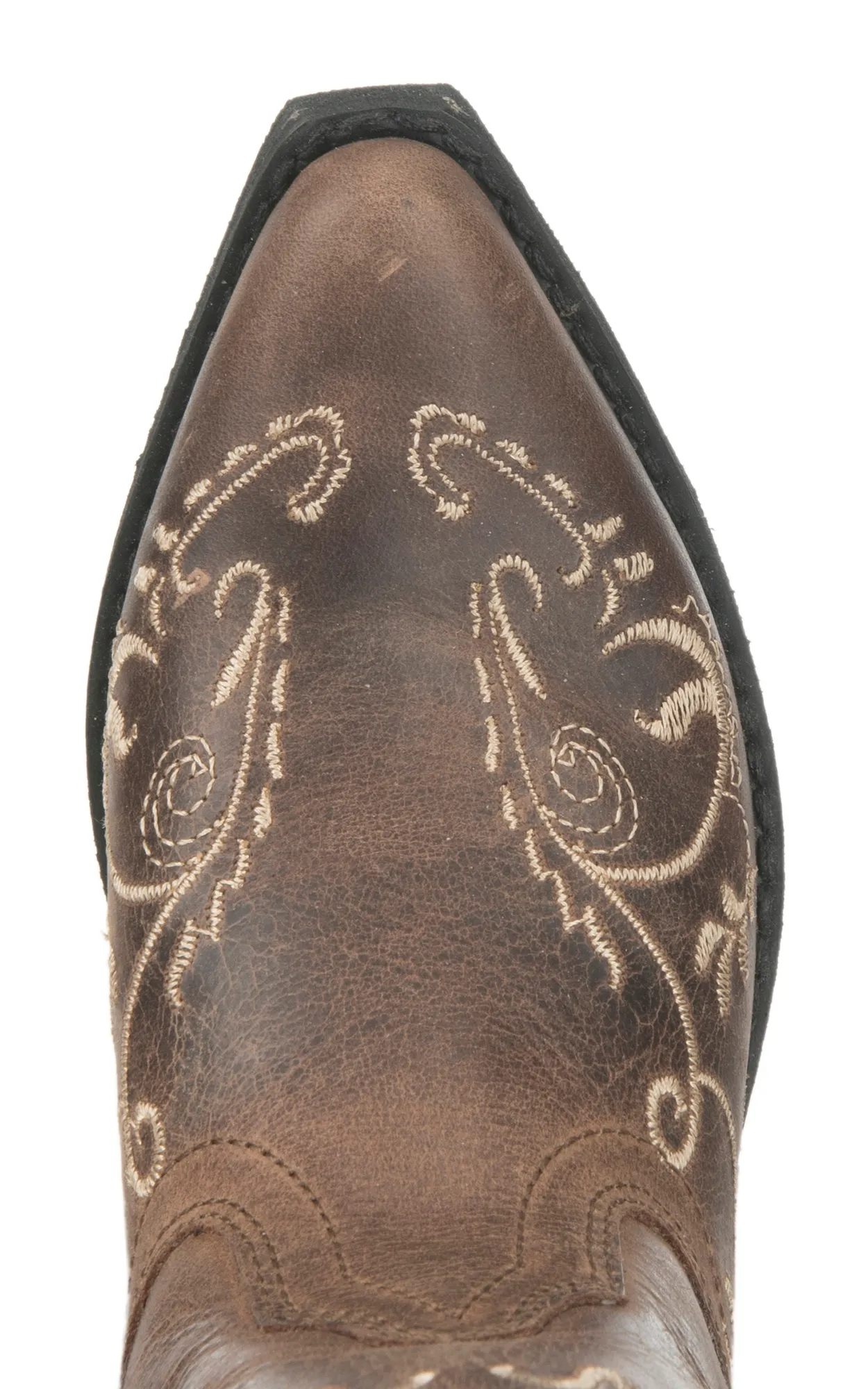 Smoky Mountain Youth Antique Mocha with Cream Embroidery Snip Toe Cowboy Boots