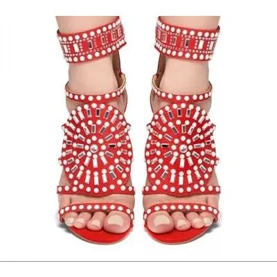 Sparkling Rhinestone Open Toe High Heels