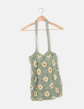 Stradivarius Tote bag verde crochet