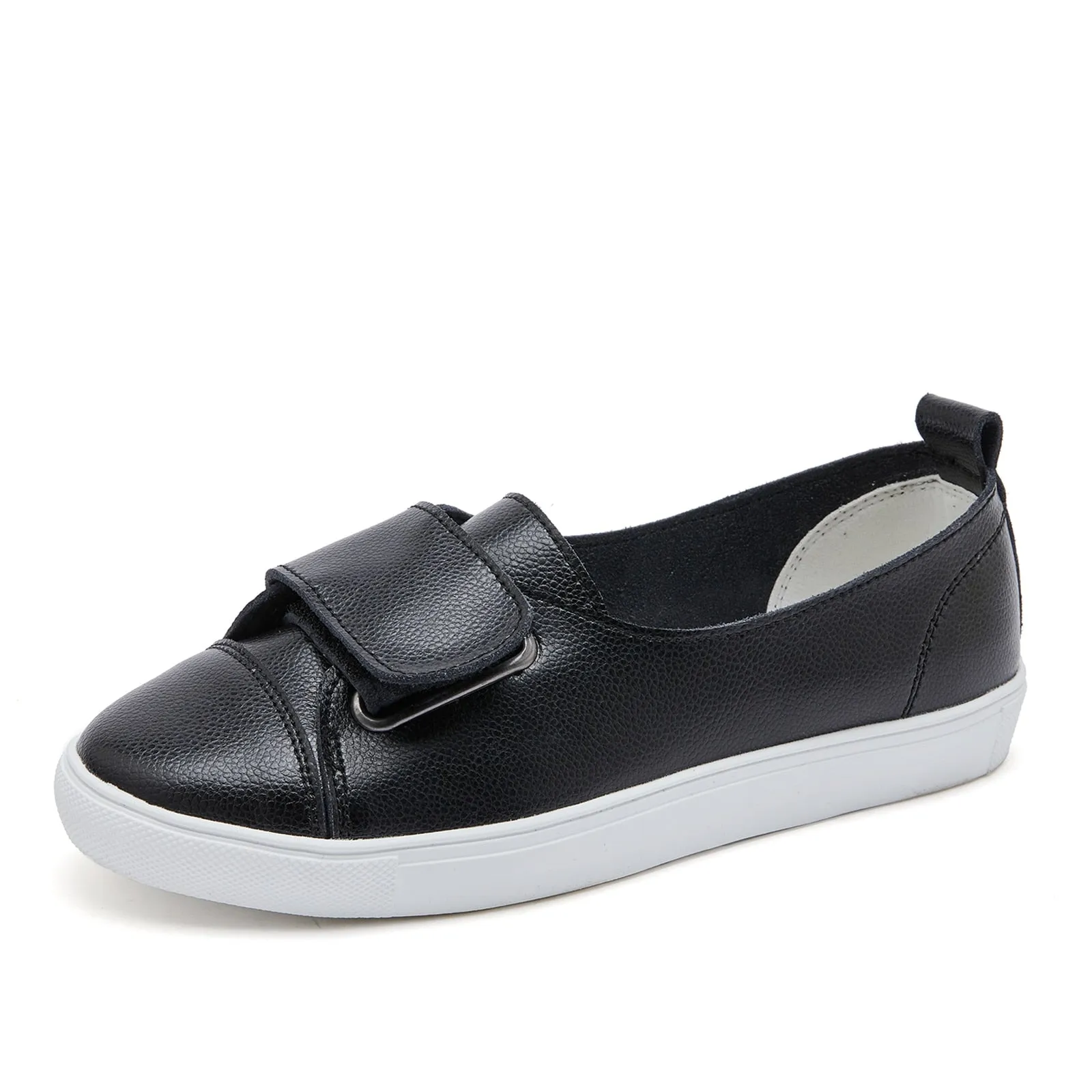 Summer Flat Leather Shoes for Women - Round Toe Casual Style.