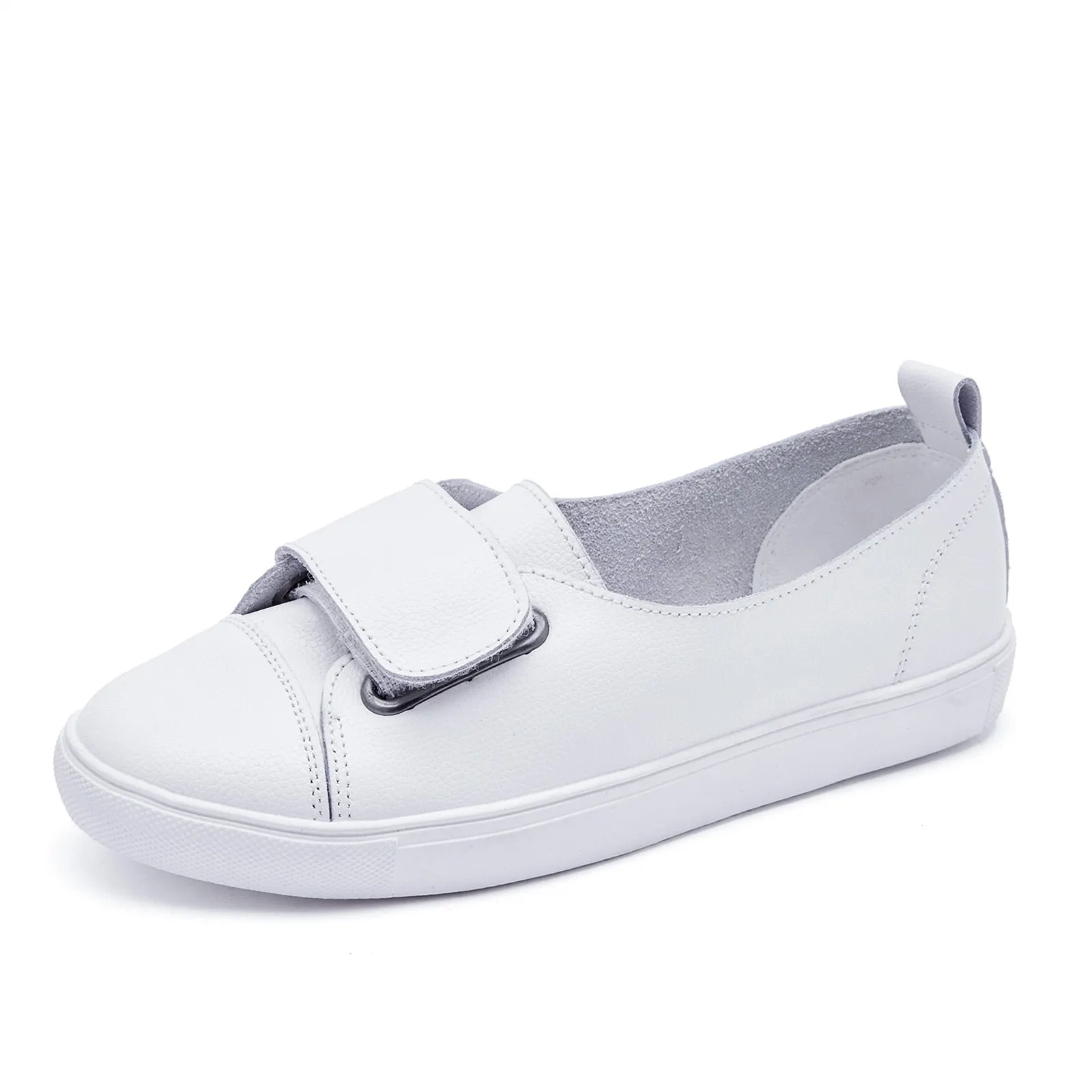 Summer Flat Leather Shoes for Women - Round Toe Casual Style.