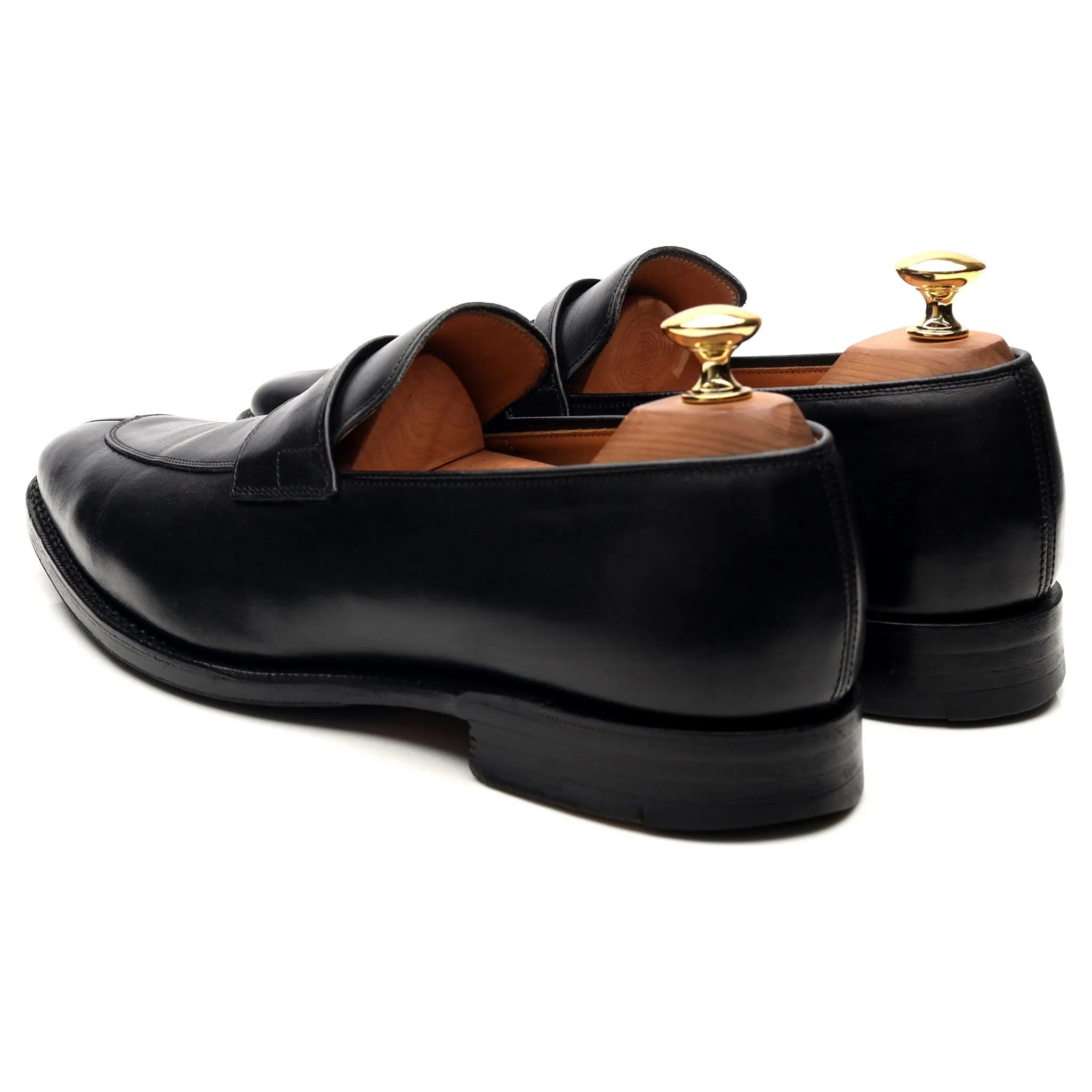 'Swanley' Black Leather Split Toe Penny Loafers UK 6 G