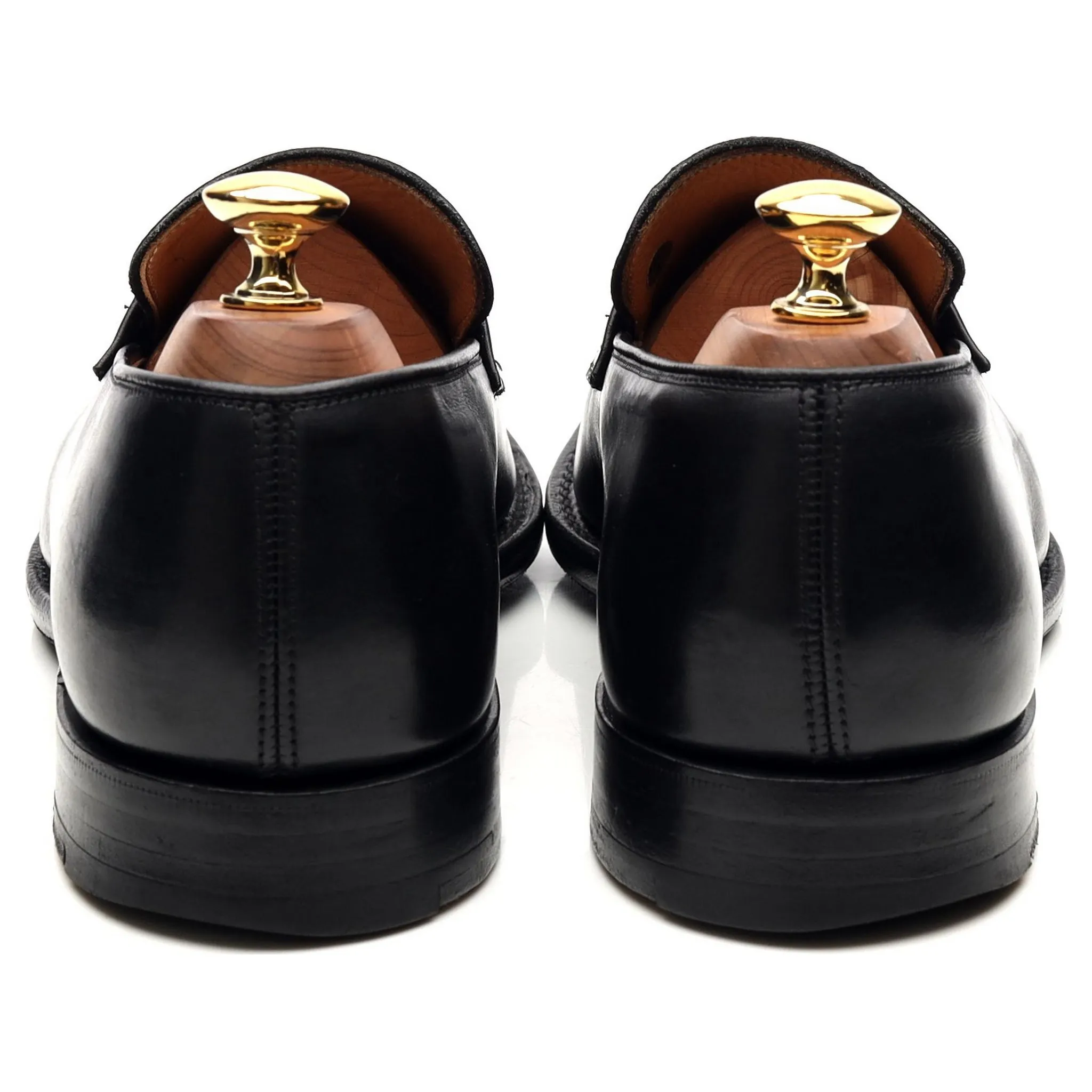 'Swanley' Black Leather Split Toe Penny Loafers UK 6 G